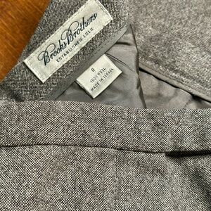 Brooks Brothers Charcoal Tweed Wool Lined 
Zip Front Professional Ladies Slacks